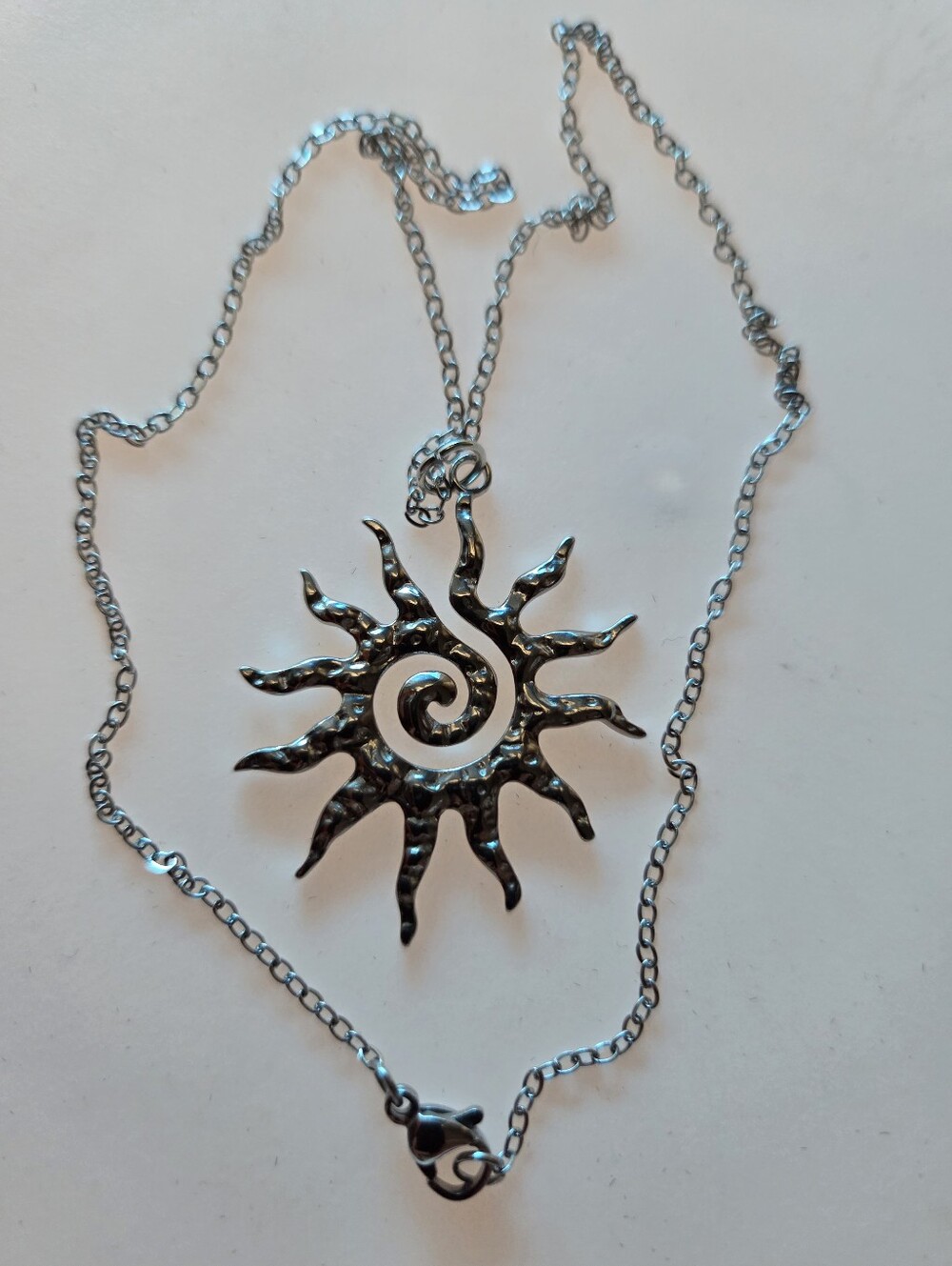 Silvertone Sun Spiral Pendant Necklace - Women's Jewelry
